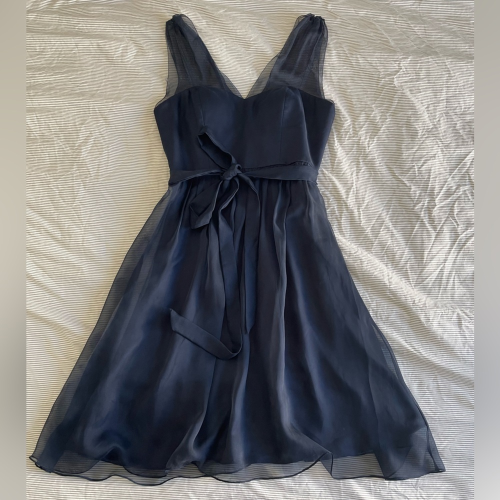 Anthropologie BHLDN Elegant Navy Chiffon Dress